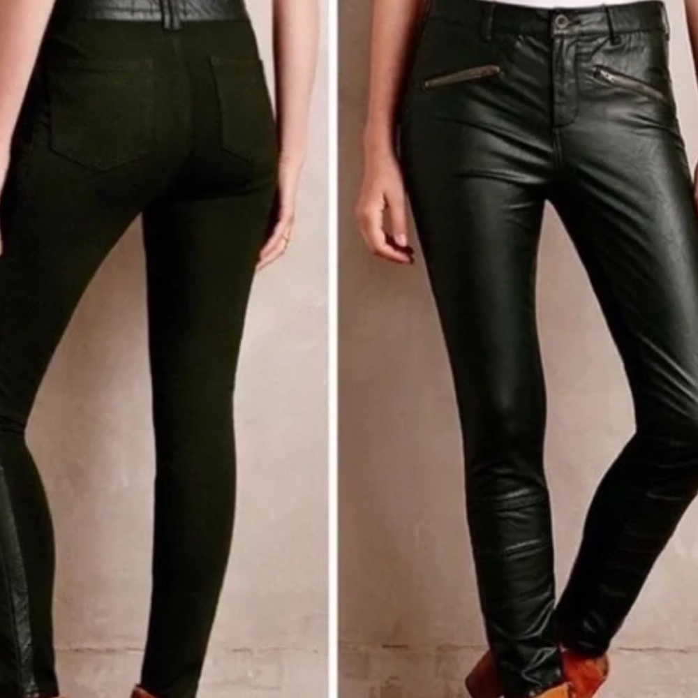 Anthropologie faux leather black pants